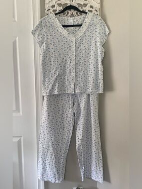 Eileen West Vintage Floral Pajama Set Sz L Cottagecore Feminine Trad Wife